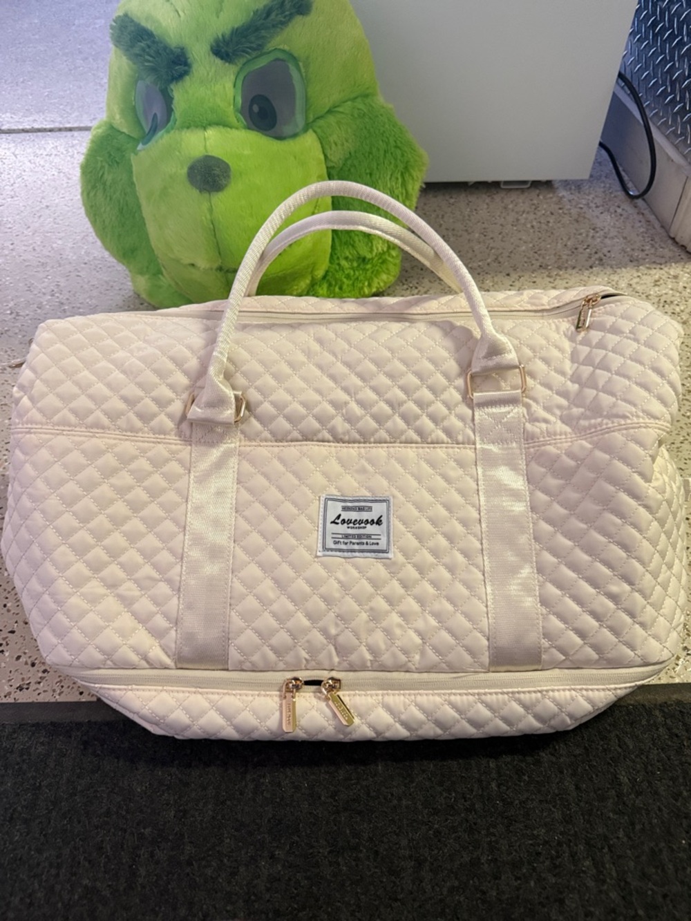 Lovevook Quilted Cream Weekender Bag